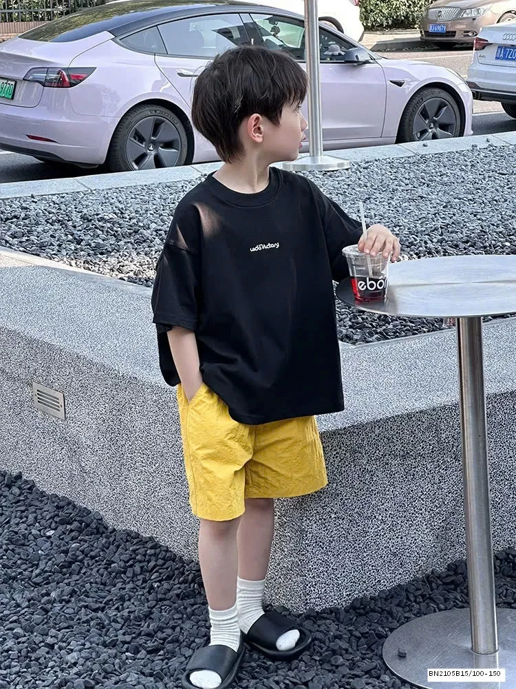 ÁO THUN TRƠN IN CHỮ BÉ TRAI BASIC