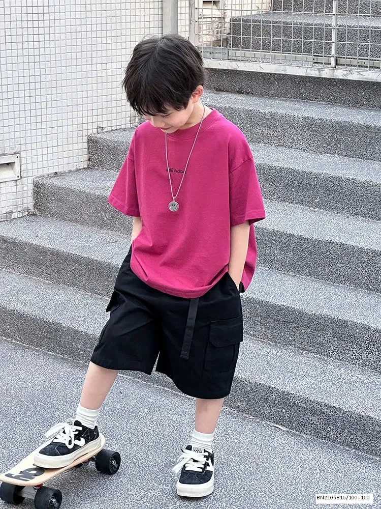 ÁO THUN TRƠN IN CHỮ BÉ TRAI BASIC