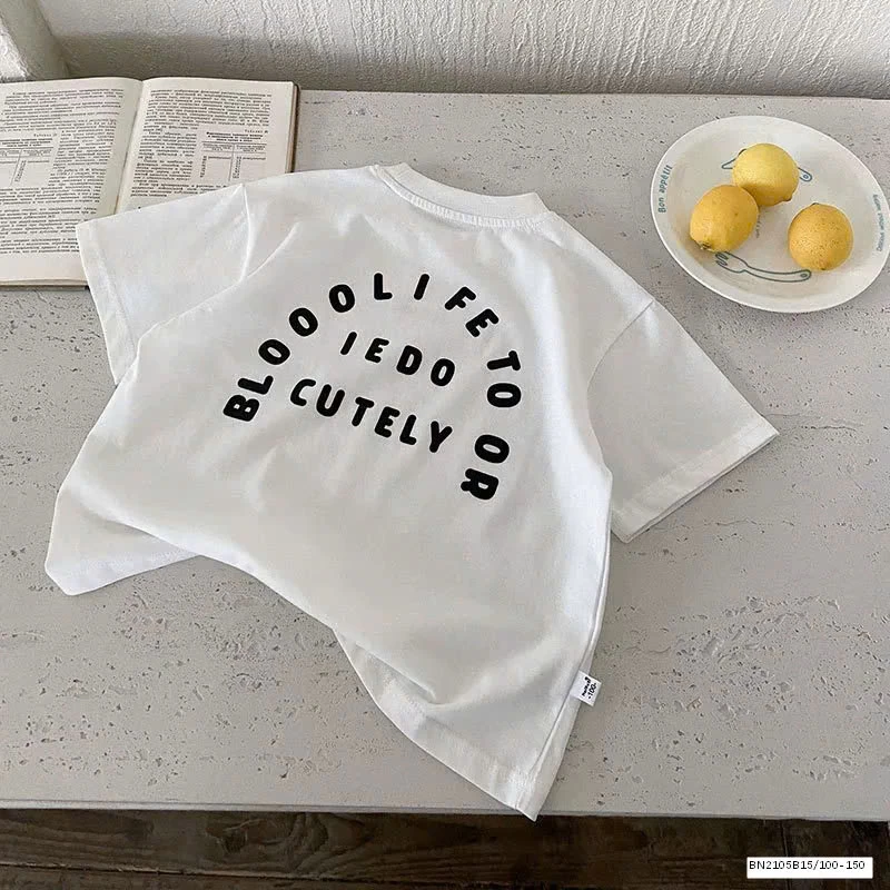 ÁO THUN TRƠN IN CHỮ BÉ TRAI BASIC