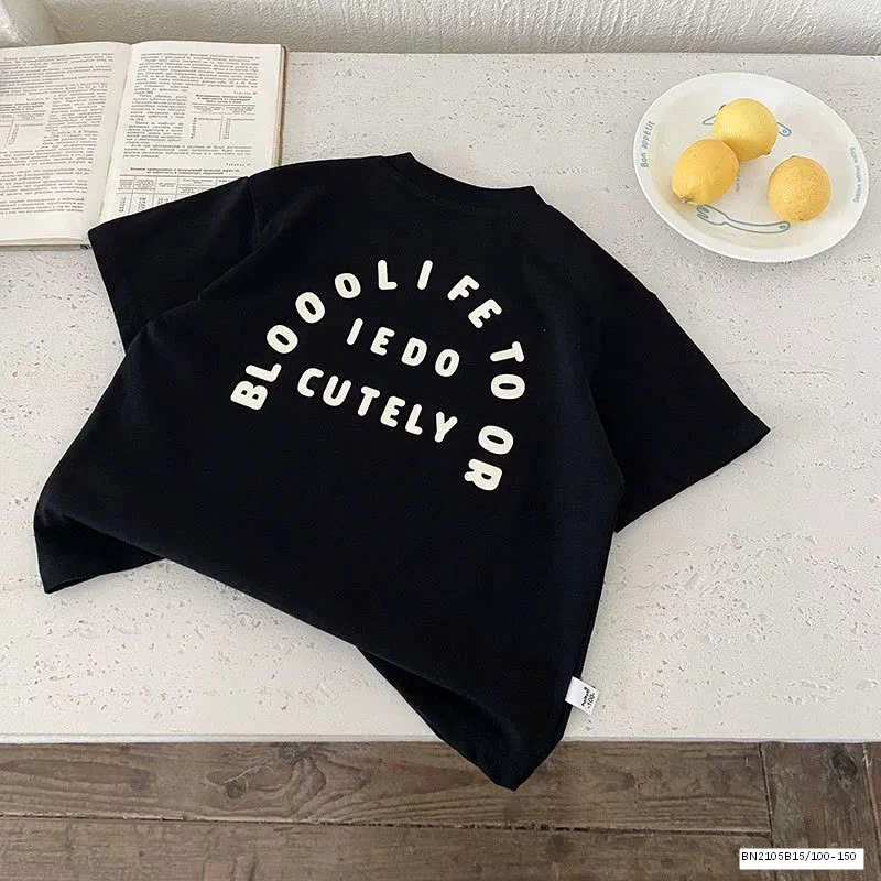 ÁO THUN TRƠN IN CHỮ BÉ TRAI BASIC