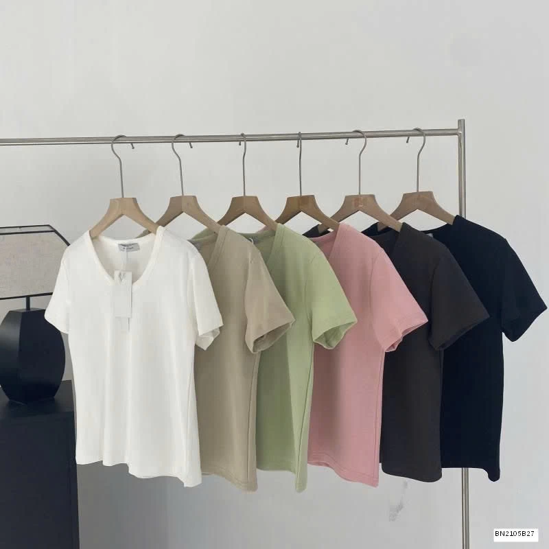 ÁO THUN CỘC TAY CỔ TRÒN NỮ