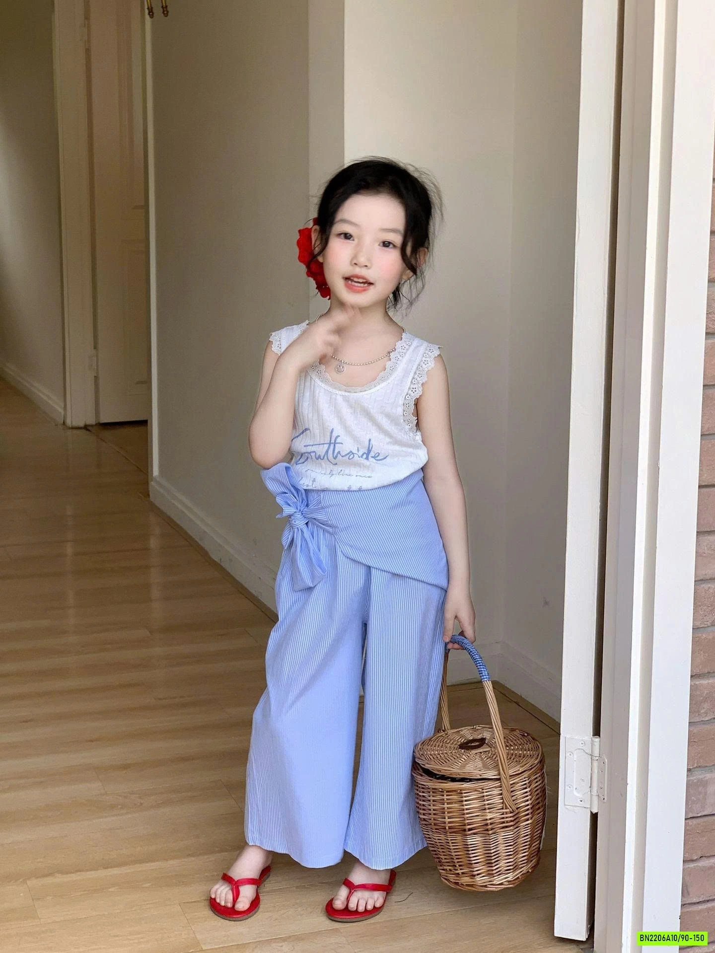 SÉT ÁO TRẮNG MIX QUẦN SUÔNG XANH