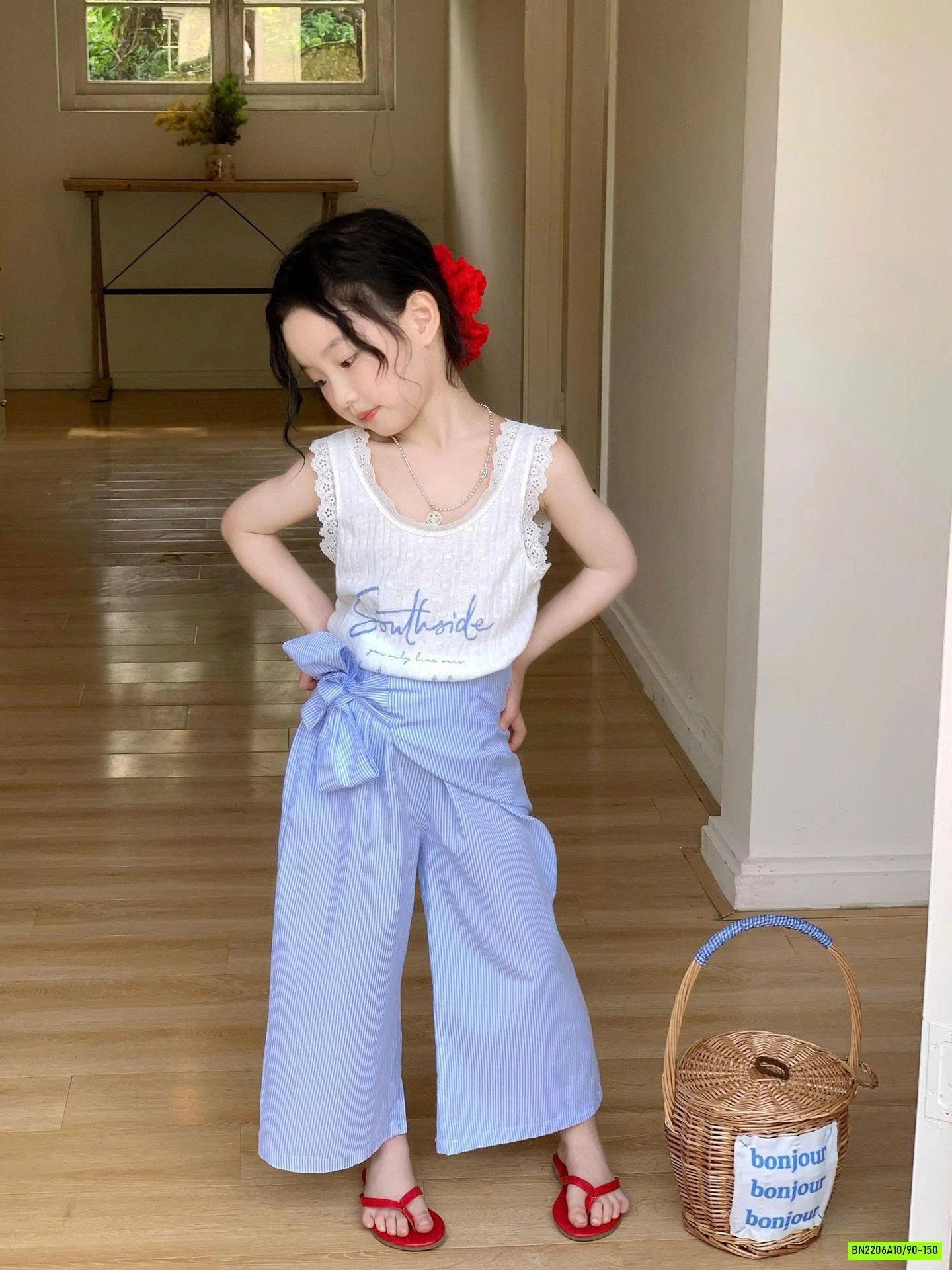 SÉT ÁO TRẮNG MIX QUẦN SUÔNG XANH