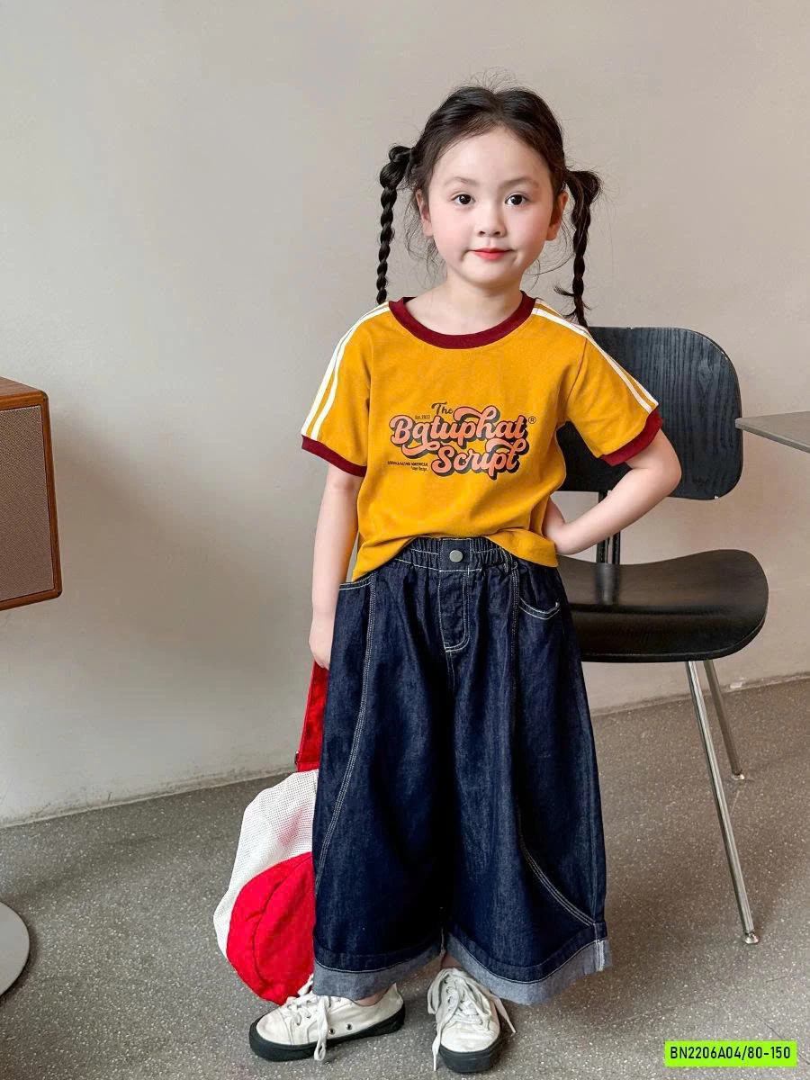 SÉT ÁO VÀNG MIX JEANS ỐNG RỘNG