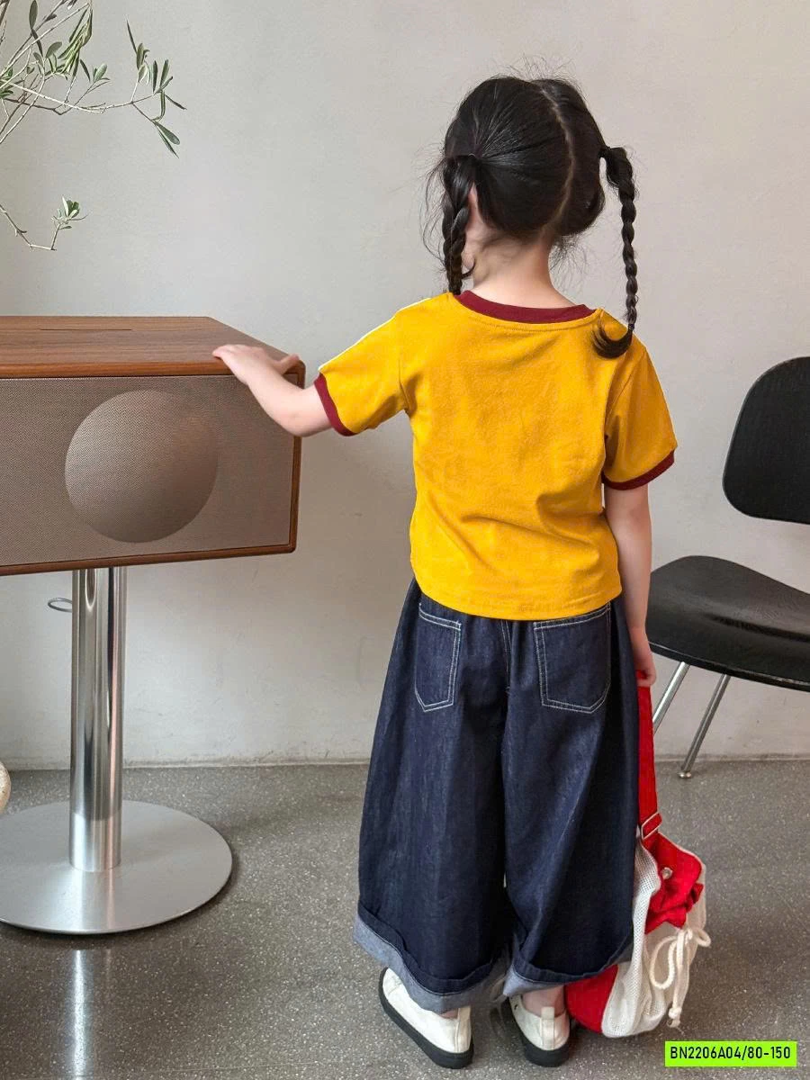 SÉT ÁO VÀNG MIX JEANS ỐNG RỘNG