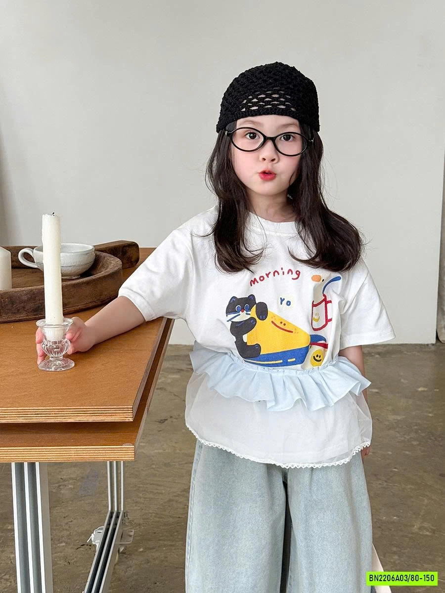 SÉT THUN TRẮNG MIX JEANS ỐNG RỘNG