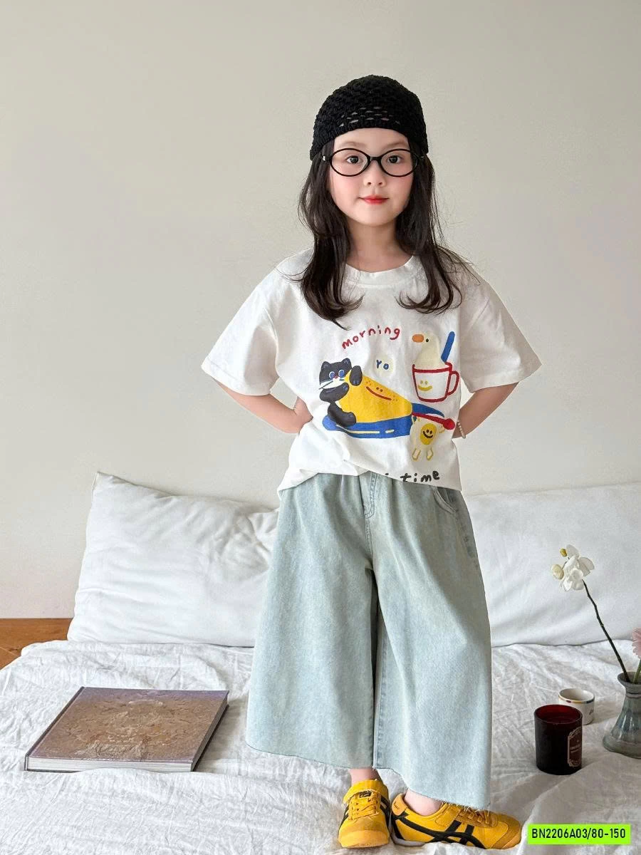 SÉT THUN TRẮNG MIX JEANS ỐNG RỘNG