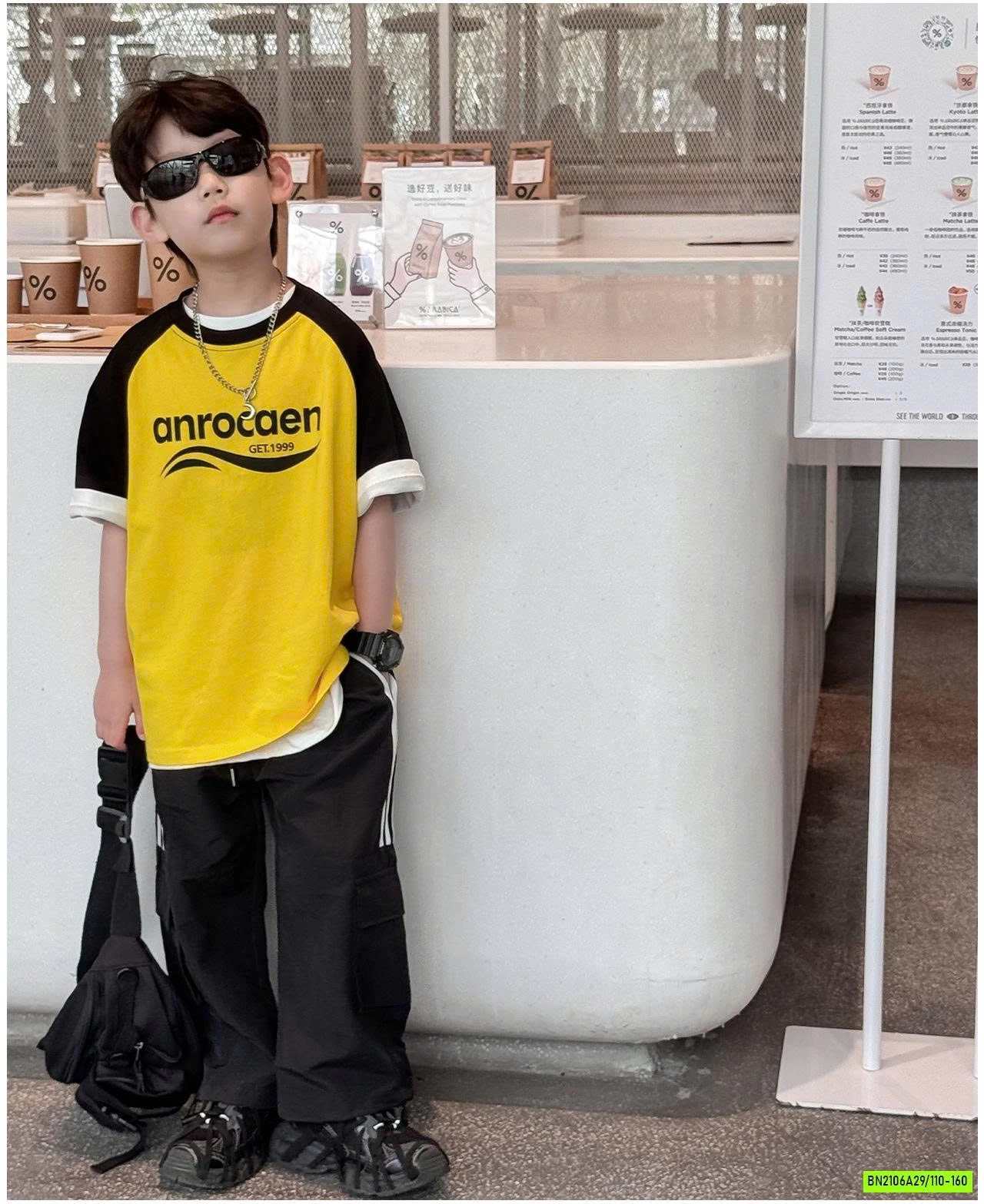 ÁO THUN VÀNG PHỐI MÀU TAY