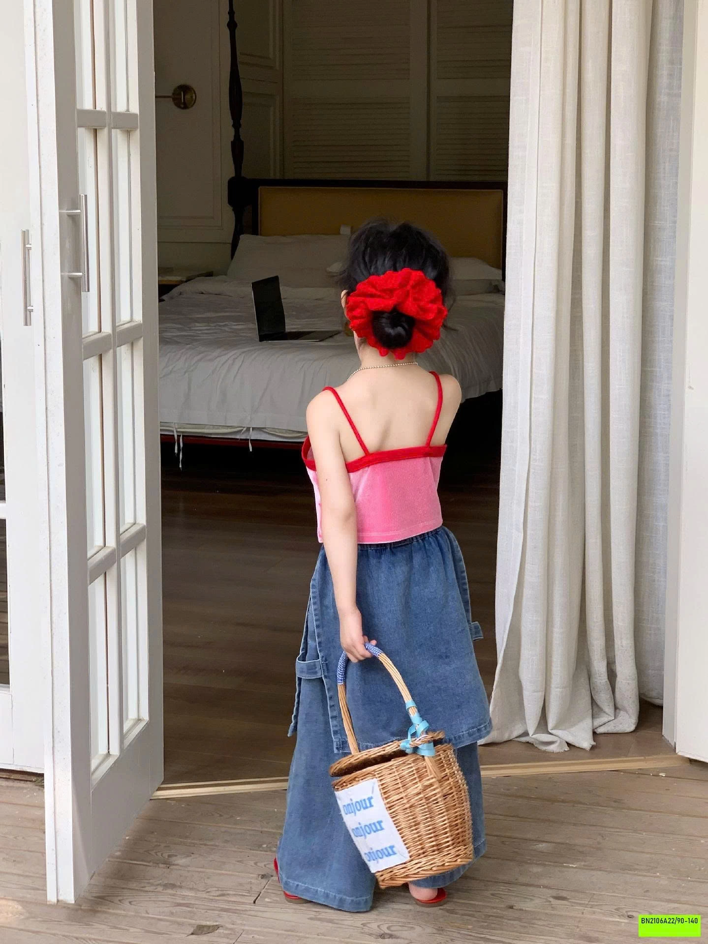 ÁO 2 DÂY MIX JEANS GIẢ VÁY