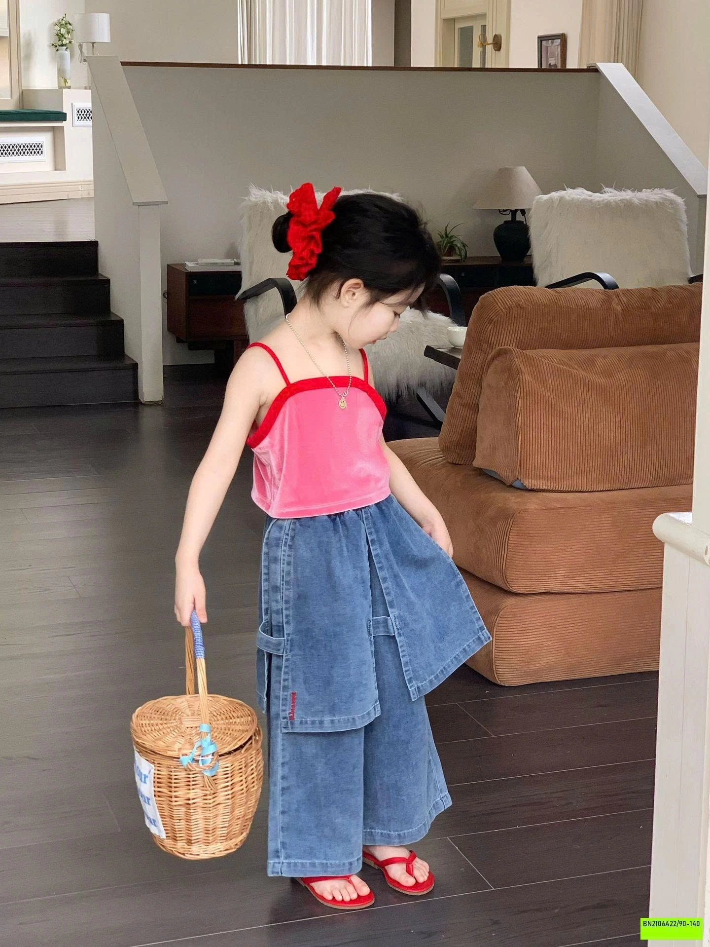 ÁO 2 DÂY MIX JEANS GIẢ VÁY