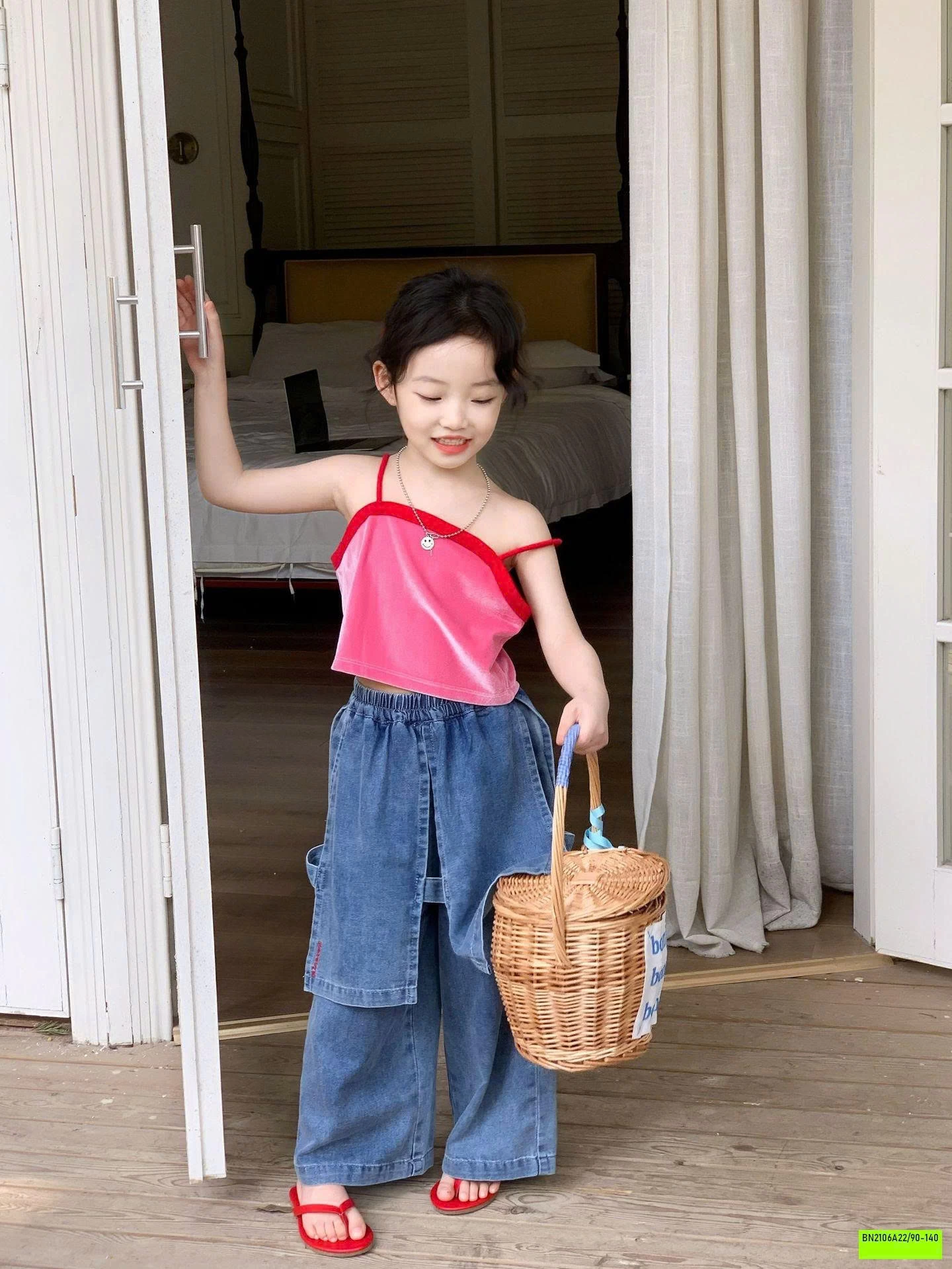 ÁO 2 DÂY MIX JEANS GIẢ VÁY