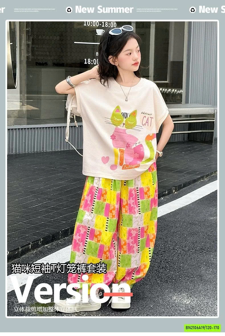 ÁO THUN MÈO MIX QUẦN BOM SẮC MÀU