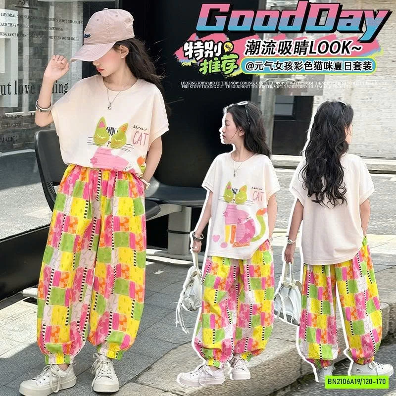 ÁO THUN MÈO MIX QUẦN BOM SẮC MÀU