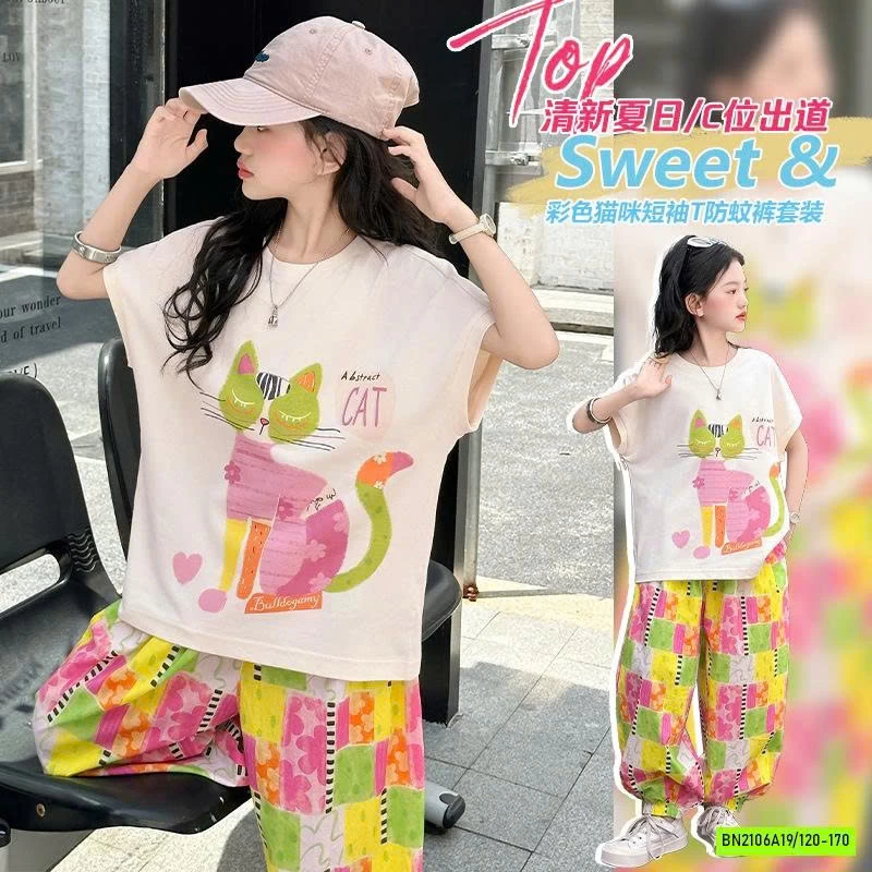 ÁO THUN MÈO MIX QUẦN BOM SẮC MÀU