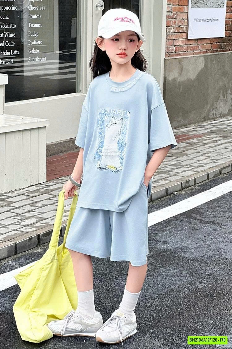 BỘ THUN XANH IN MÈO