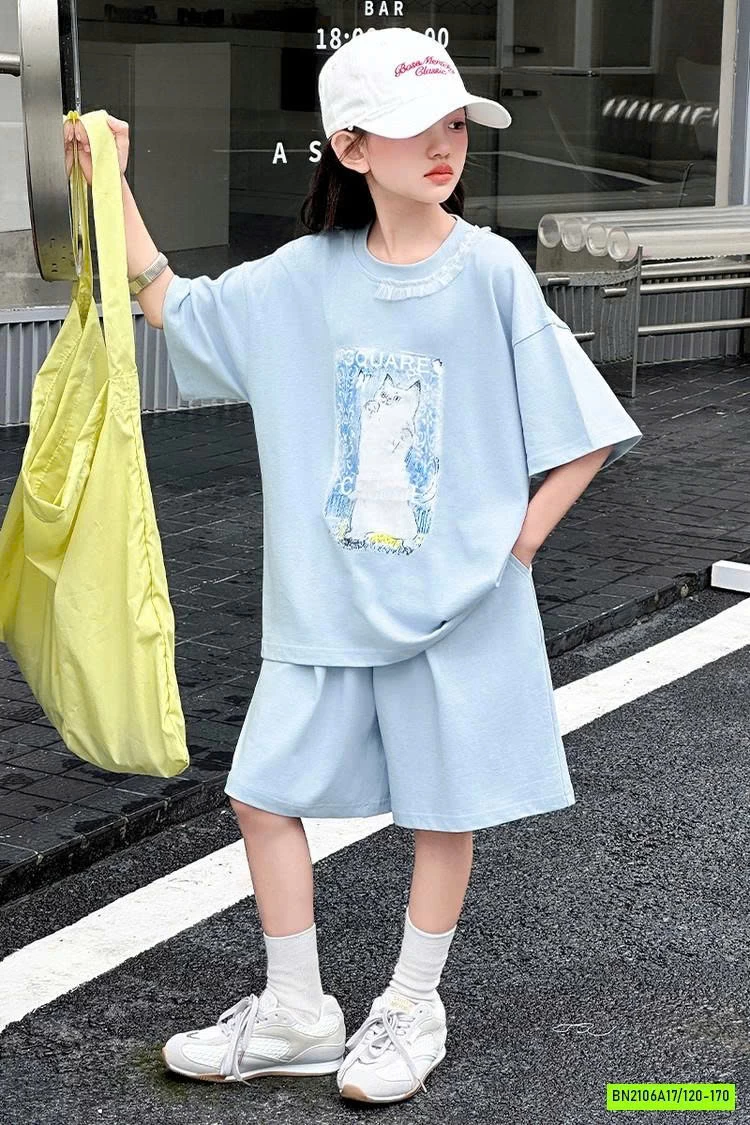 BỘ THUN XANH IN MÈO