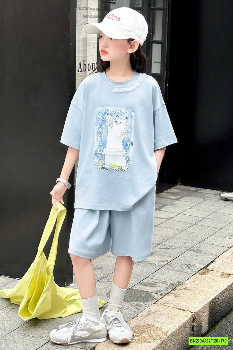 BỘ THUN XANH IN MÈO