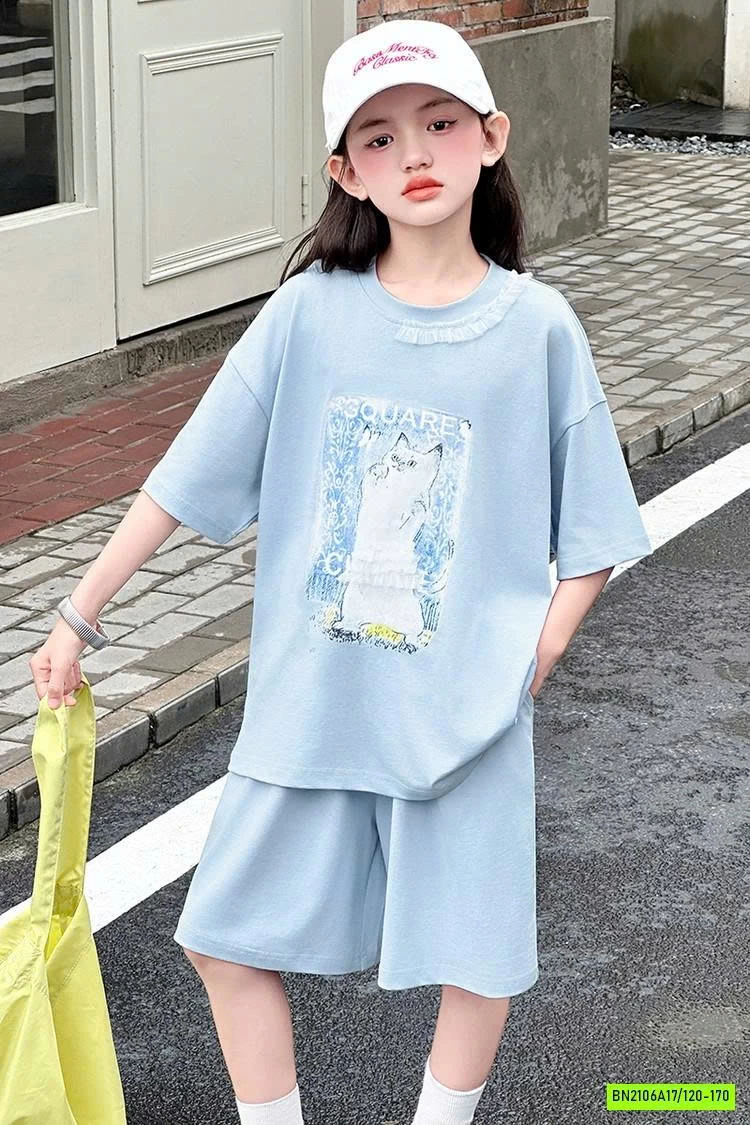 BỘ THUN XANH IN MÈO