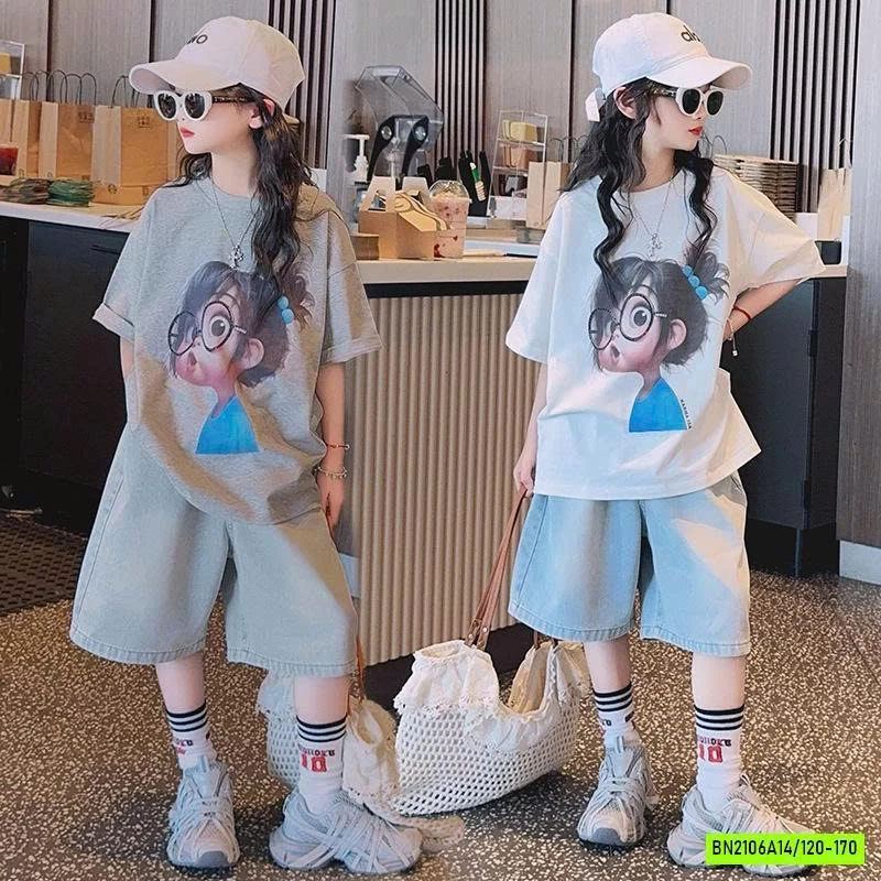 ÁO THUN CÔ GÁI MIX JEANS LỬNG