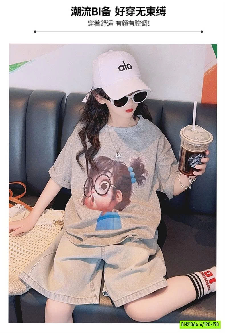 ÁO THUN CÔ GÁI MIX JEANS LỬNG