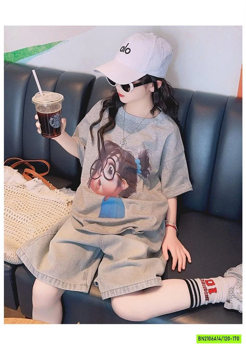 ÁO THUN CÔ GÁI MIX JEANS LỬNG