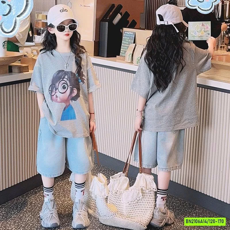 ÁO THUN CÔ GÁI MIX JEANS LỬNG