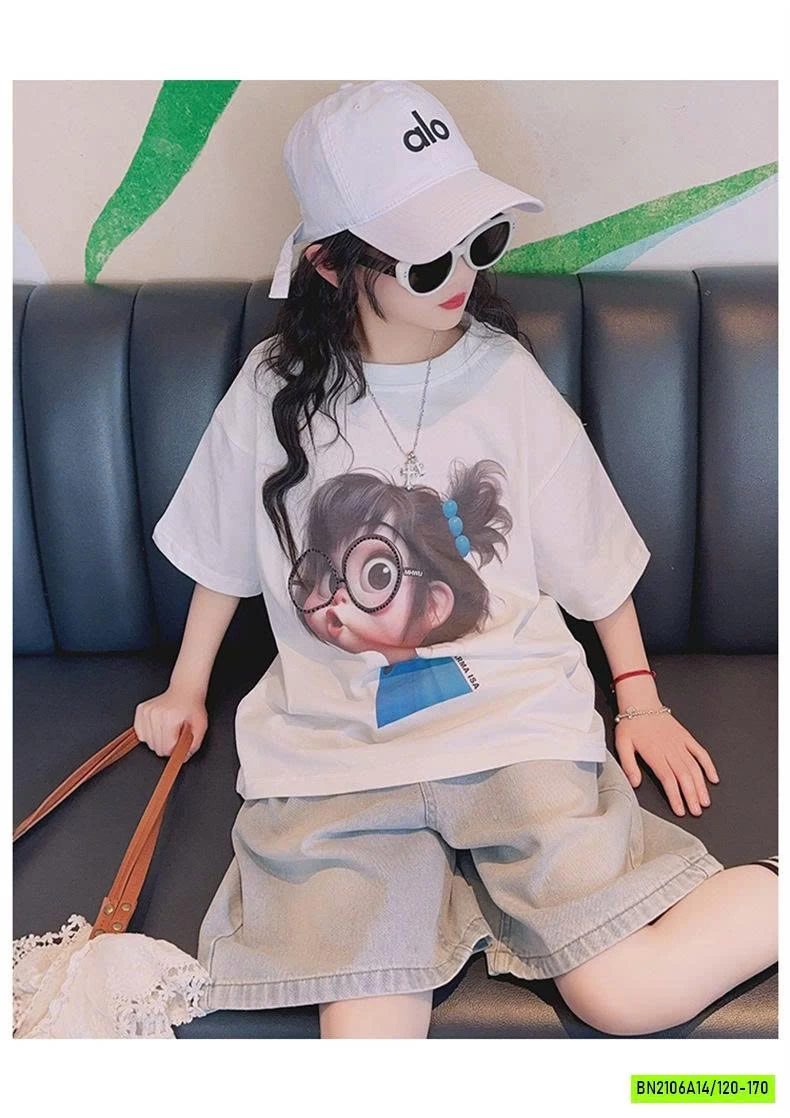 ÁO THUN CÔ GÁI MIX JEANS LỬNG