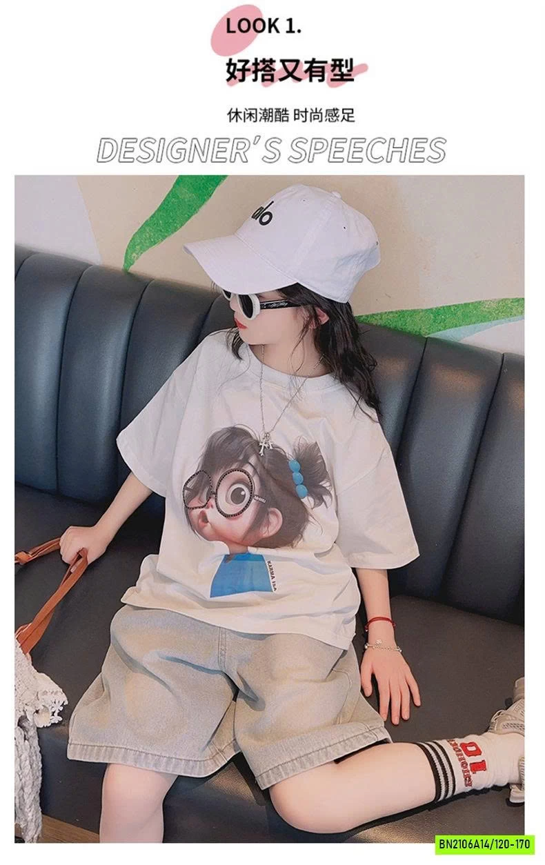 ÁO THUN CÔ GÁI MIX JEANS LỬNG