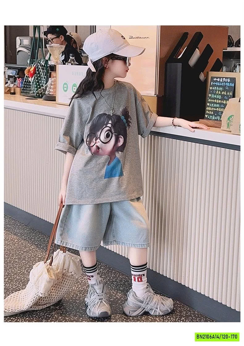 ÁO THUN CÔ GÁI MIX JEANS LỬNG