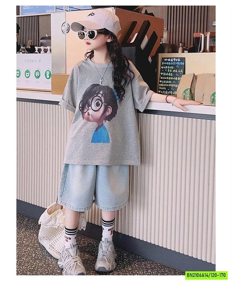 ÁO THUN CÔ GÁI MIX JEANS LỬNG