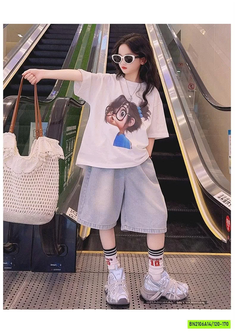 ÁO THUN CÔ GÁI MIX JEANS LỬNG