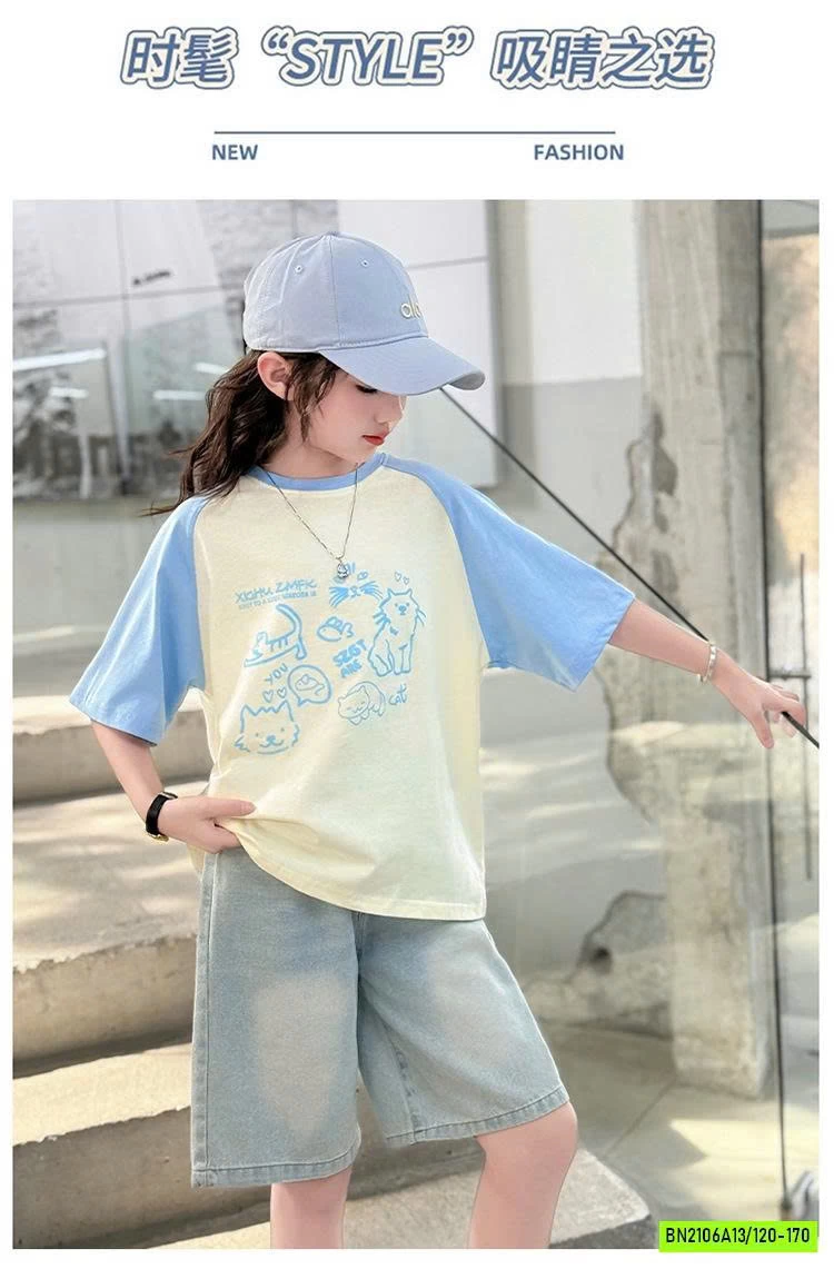 ÁO PHỐI MÀU TAY MIX JEANS LỬNG