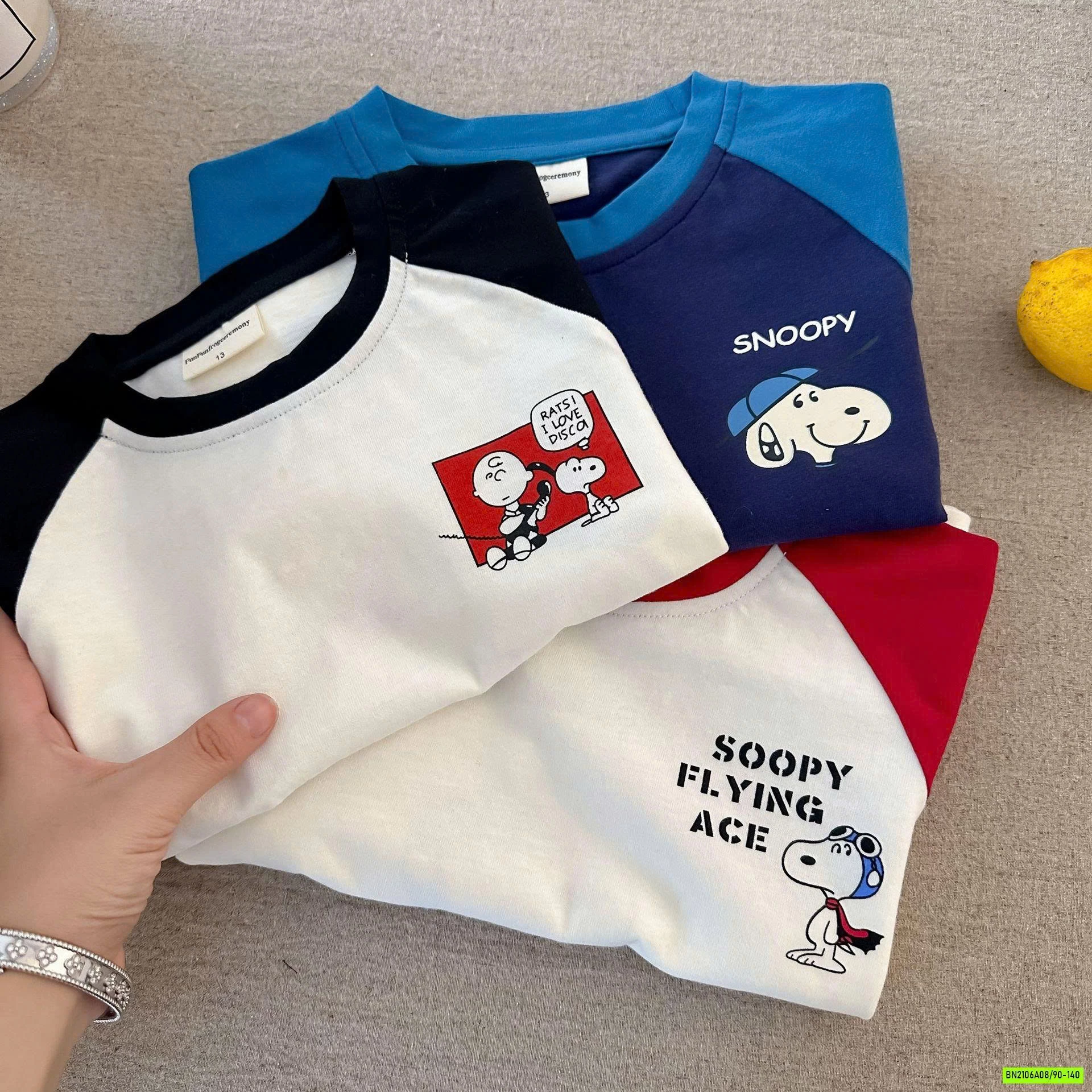 AOS THUN SNOOPY PHỐI MÀU TAY MMGGBABY