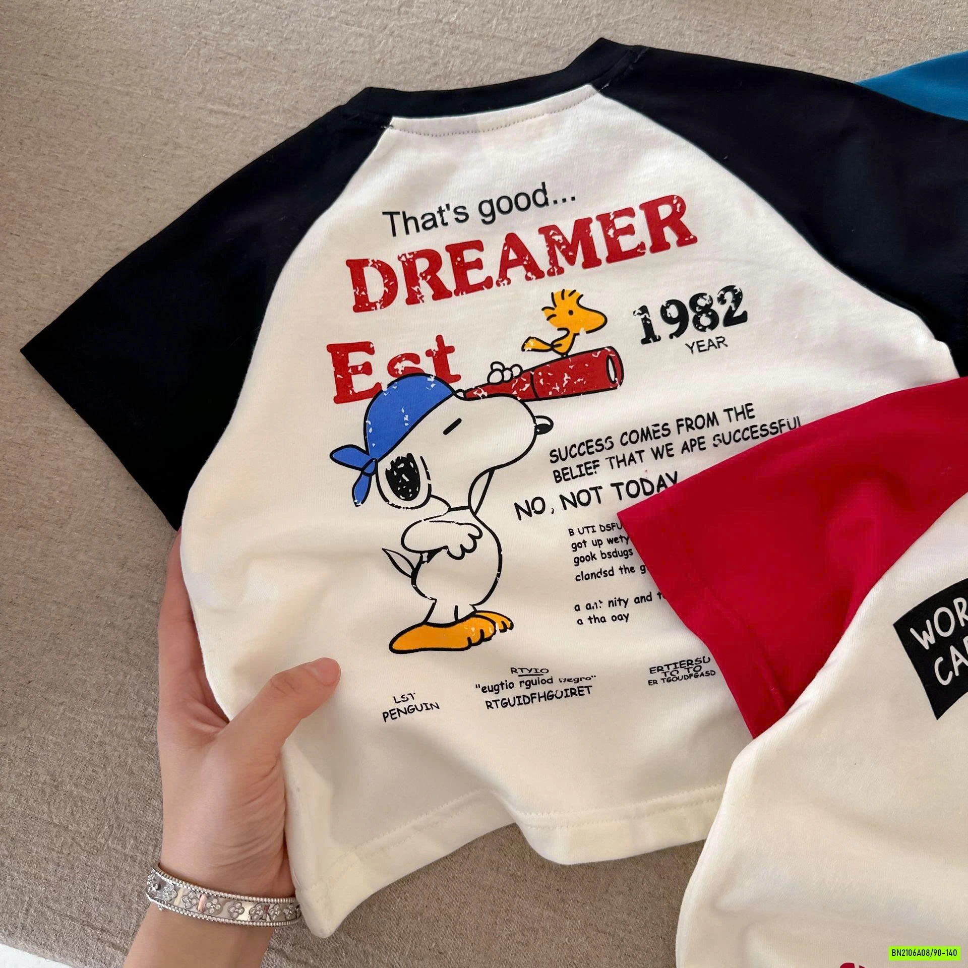 AOS THUN SNOOPY PHỐI MÀU TAY MMGGBABY