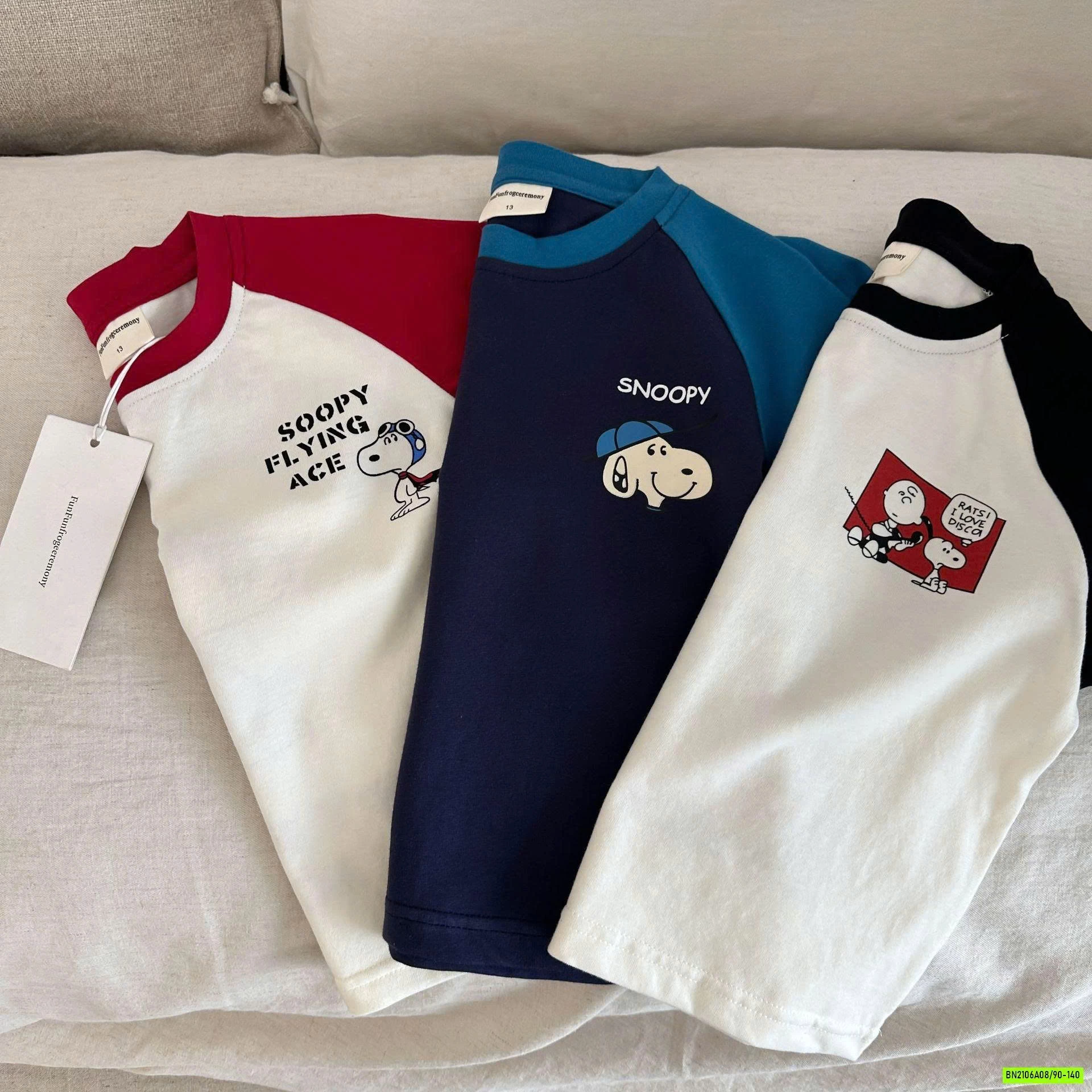 AOS THUN SNOOPY PHỐI MÀU TAY MMGGBABY