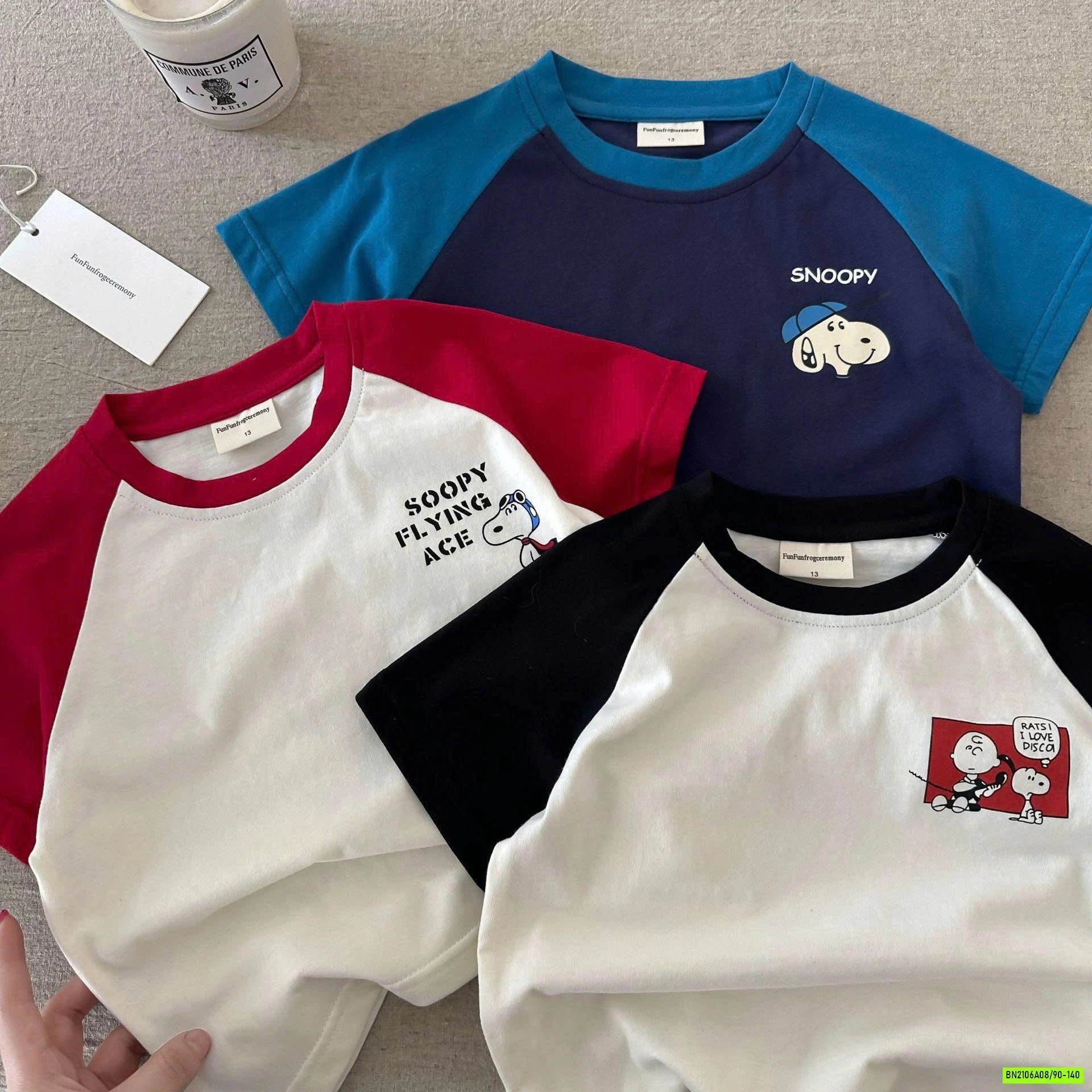 AOS THUN SNOOPY PHỐI MÀU TAY MMGGBABY