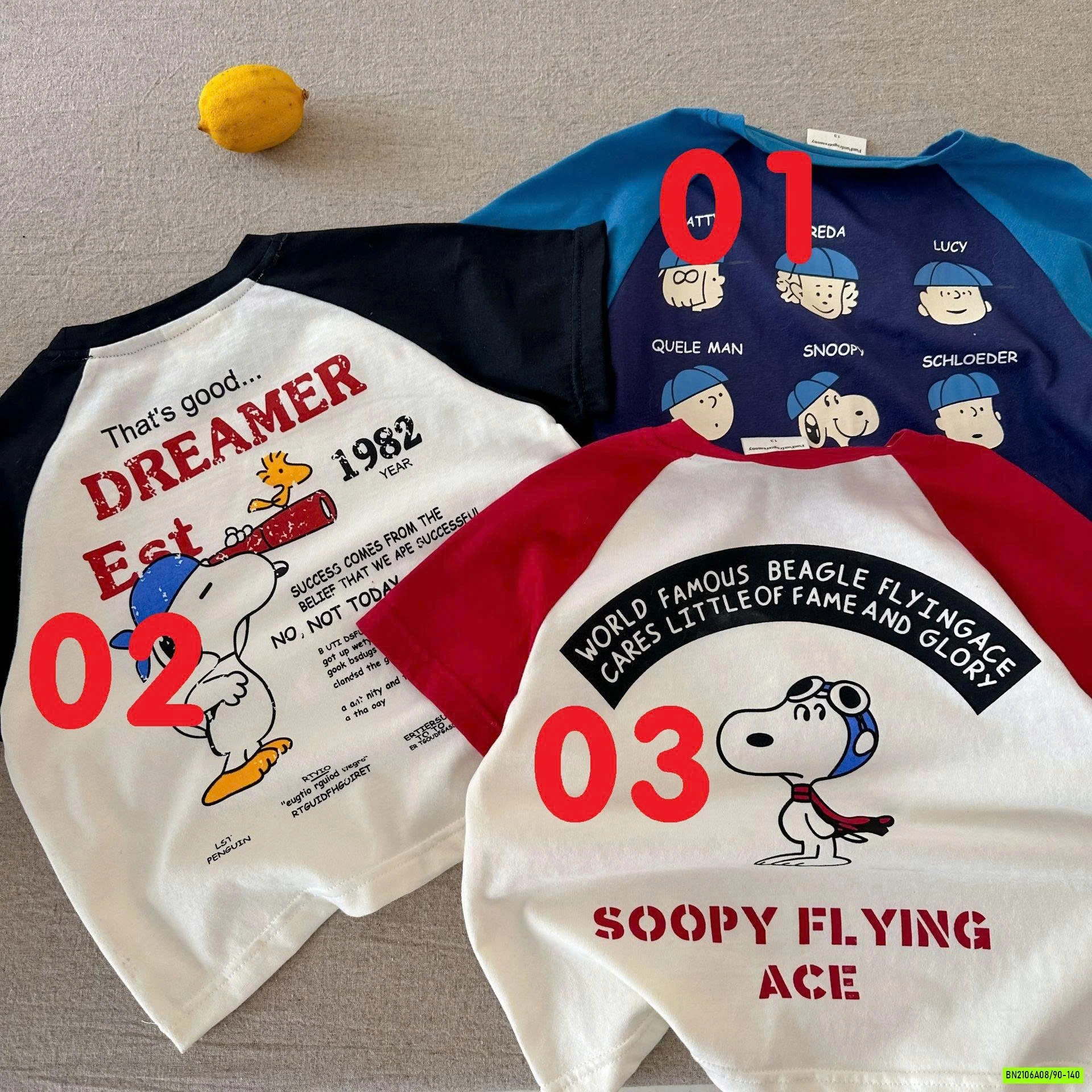 AOS THUN SNOOPY PHỐI MÀU TAY MMGGBABY