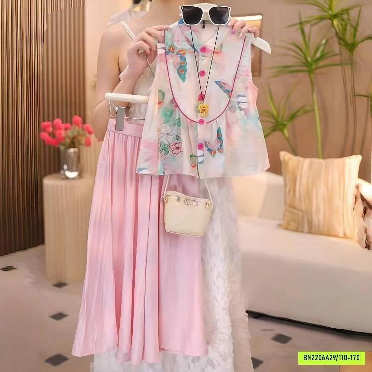 SÉT VÁY CỔ TRANG HỒNG XINH XẮN