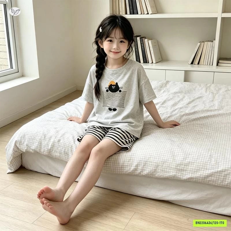 BỘ COTTON QUẦN KẺ DỄ THƯƠNG