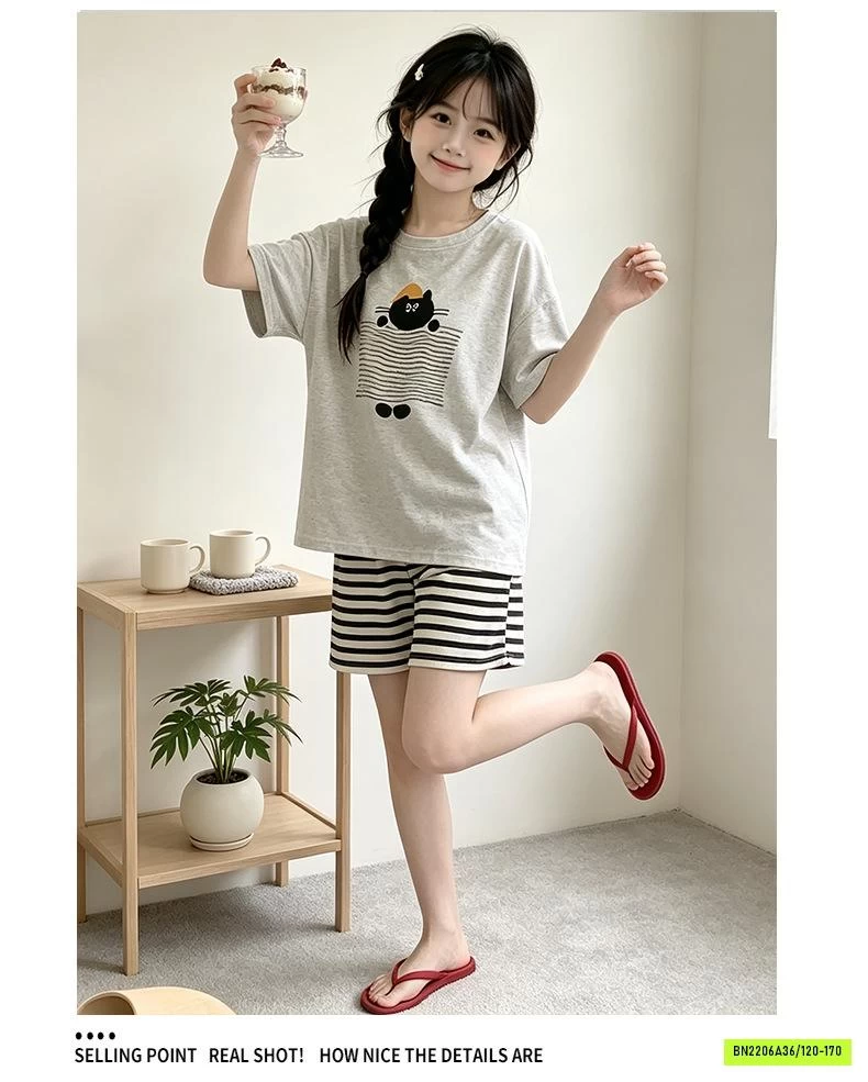 BỘ COTTON QUẦN KẺ DỄ THƯƠNG