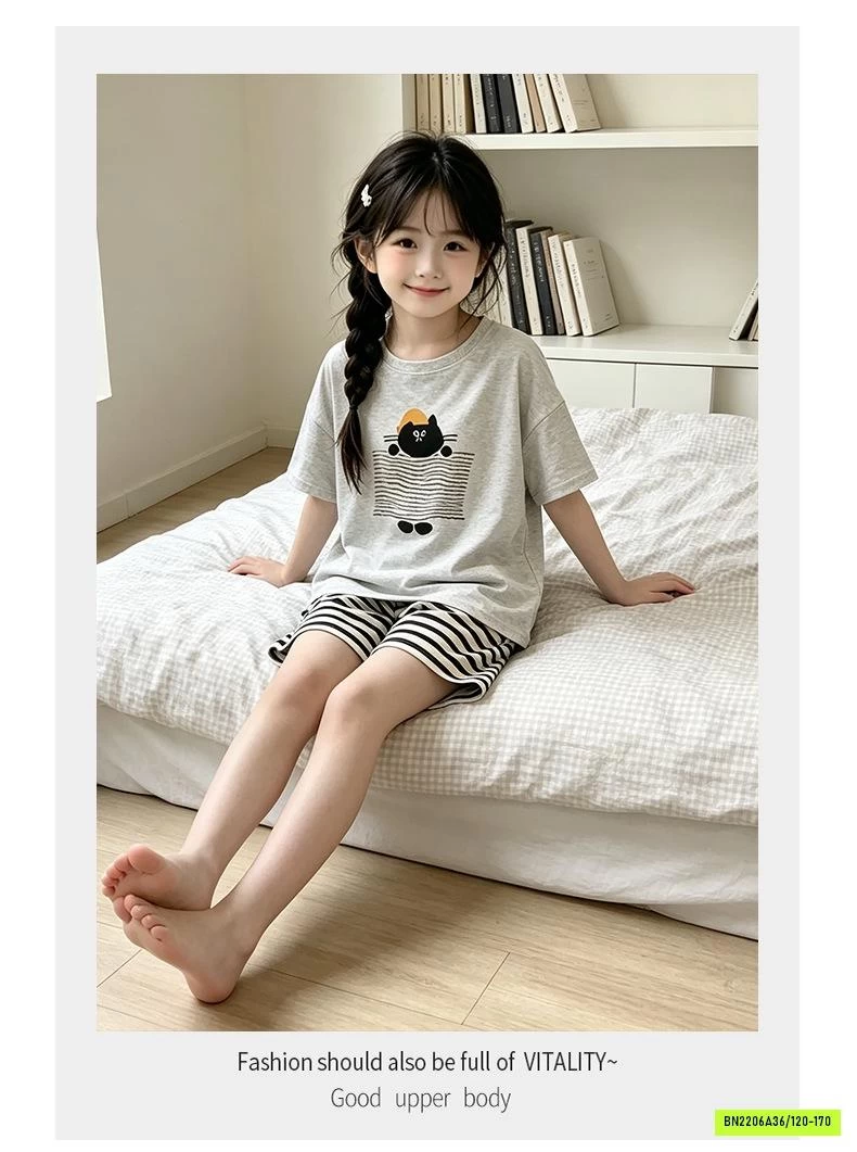 BỘ COTTON QUẦN KẺ DỄ THƯƠNG
