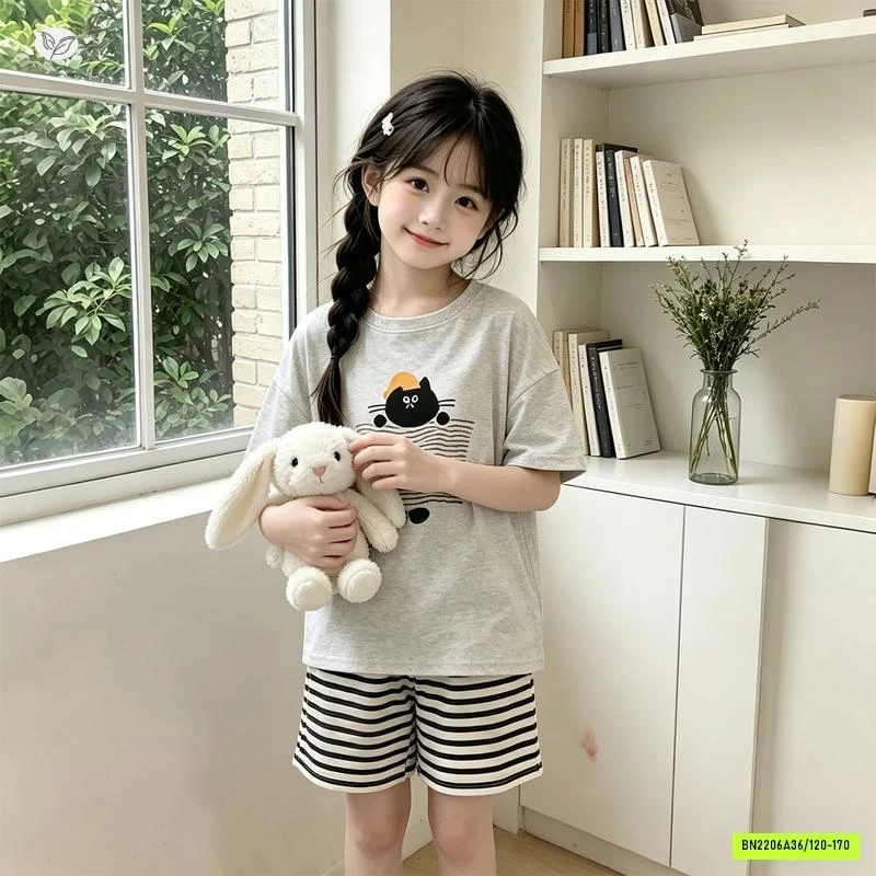 BỘ COTTON QUẦN KẺ DỄ THƯƠNG