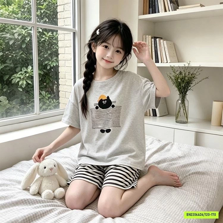 BỘ COTTON QUẦN KẺ DỄ THƯƠNG