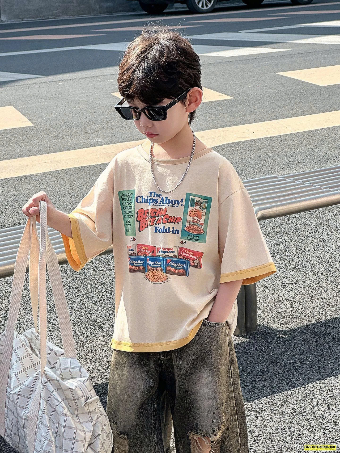 SÉT ÁO THUN ĐỒ ĂN MIX QUẦN SHORT JEAN RÁCH