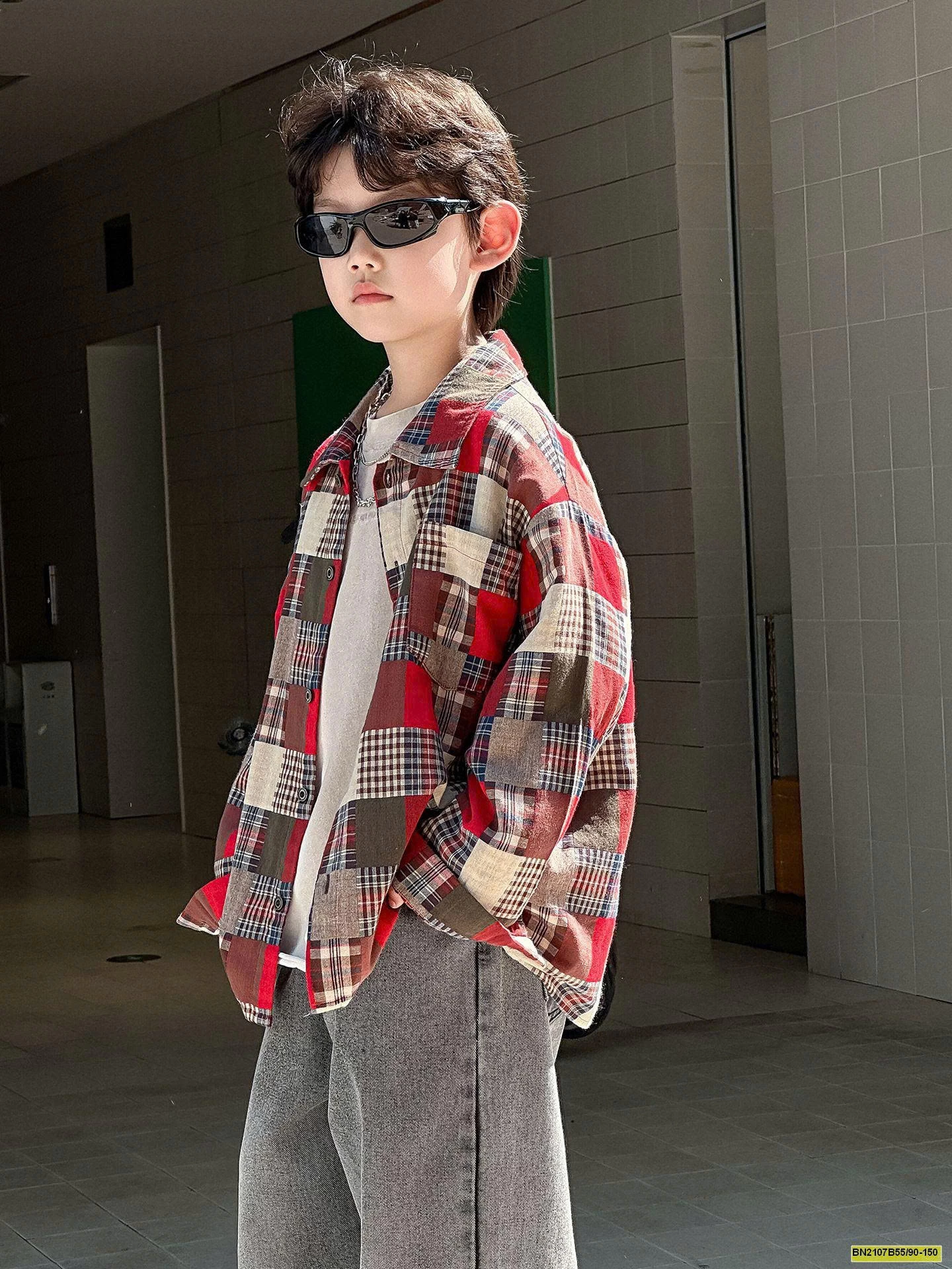 Set áo sơmi caro mix quần jean trơn