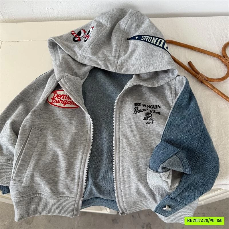 KHOÁC COTTON LIỀN MŨ PHỐI JEANS MMY