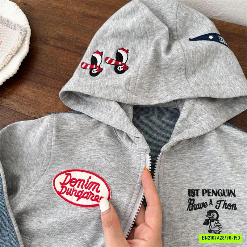 KHOÁC COTTON LIỀN MŨ PHỐI JEANS MMY