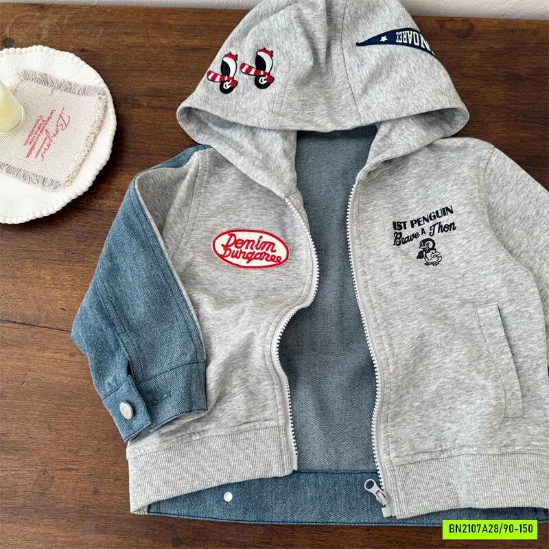 KHOÁC COTTON LIỀN MŨ PHỐI JEANS MMY