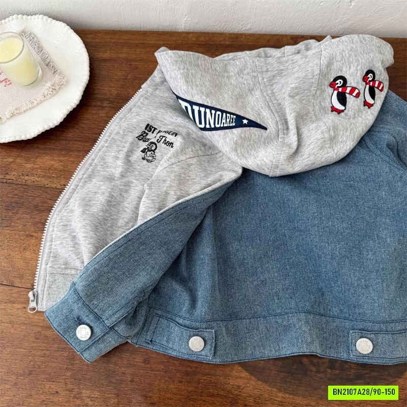 KHOÁC COTTON LIỀN MŨ PHỐI JEANS MMY