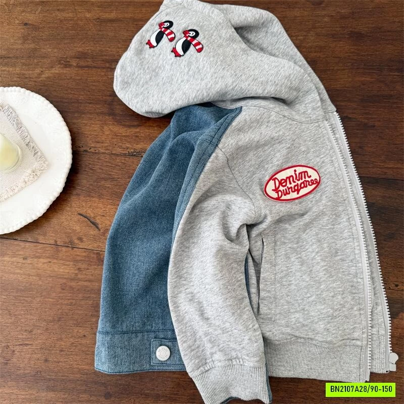KHOÁC COTTON LIỀN MŨ PHỐI JEANS MMY